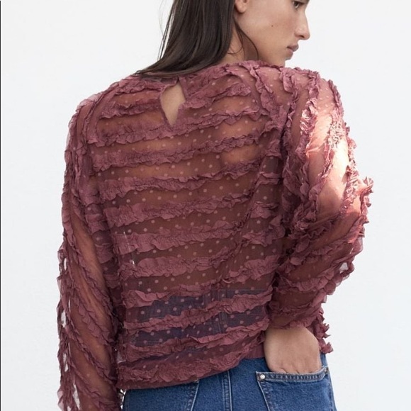 Zara Mauve Ruffled Blouse - Picture 2 of 7